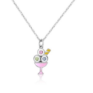 Chanteur Hypoallergenic Kids Jewelry Accessories Ice cream Crystal White Gold Palladium Plating Necklace Pendant - 1 of 1