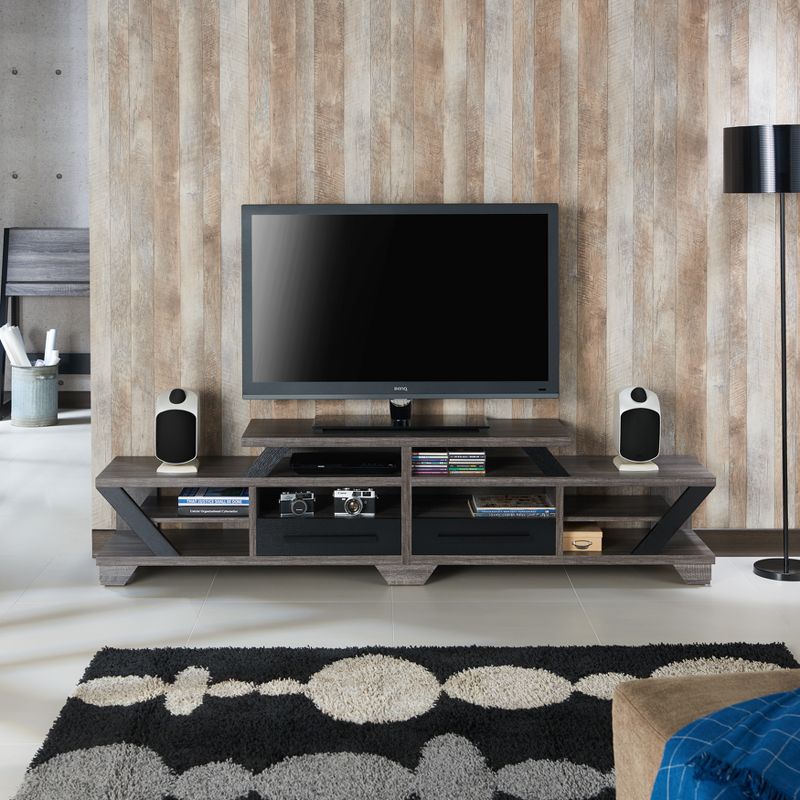 Harla Contemporary TV Stand for TVs up to 80&#34; Distressed Gray/Black - HOMES: Inside + Out, 5 of 6