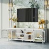ORRD 71-inch Farmhouse TV Stand, Entertainment Center with Rainbow Glass Doors, Antique White Media Console for Living Room, Bedroom - 2 of 4