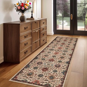 Soft Boho Vintage Low Pile Washable Large Area Rugs Indoor Floor Carpet for Living Room Bedroom - 1 of 4
