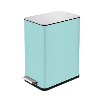 LunaLulinlk 2.6 Gallon Trash Can, Stainless Steel Step On Bathroom Trash Can, Light Blue