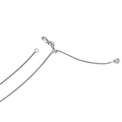 Black Bow Jewelry 1mm 14k White Gold Adjustable Solid Wheat Chain Necklace