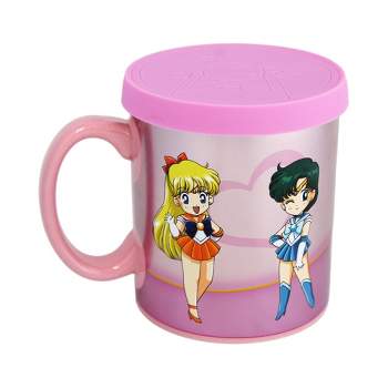 Just Funky Sailor Moon Sailor Scouts 16 Ounce Ceramic Mug with Lid