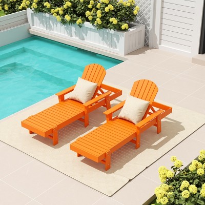 WestinTrends Dylan 2 Piece Adirondack Poly Reclining Chaise Lounge With Arms
