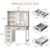 Sevobal Vanity Tables with 3 Levels of Open Storage Shelves Farmhouse Vanity with Sliding Mirror Hidden Storage for Bedroom, Multicolored - 3 of 4