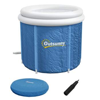 Portable Ice Bath Tub, Outdoor Cold Plunge Tub with Thermo Lid, Cover and Carry Bag for Athletes Recovery and Cold Water Therapy, Dark Blue