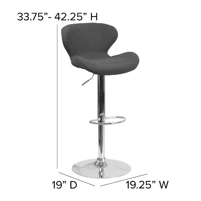 Contemporary Charcoal Swivel Barstool with Adjustable Wood & Metal Base