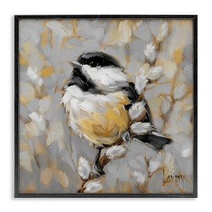 Stupell Industries Bird Perched Pussy Willow Wildlife Framed Giclee Art, Black, 17" x 17" - 1 of 4