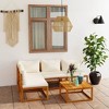 vidaXL Outdoor Lounge Set with Cushion– 5 Piece Modern Patio Furniture with Solid Acacia Wood Frame, Cream Cushions and Coffee Table - 2 of 4