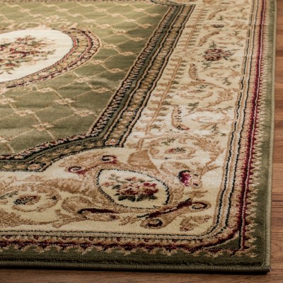 Sage and Ivory Floral Rectangular Synthetic Area Rug