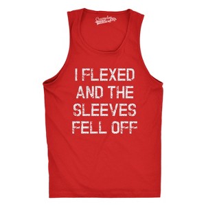 Mens I Flexed and the Sleeves Fell Off Tank Top Funny Sleeveless Gym Workout Shirt - Crazy Dog Men's Tank Top - 1 of 4