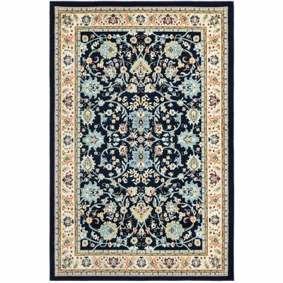 Navy Blue and Ivory Rectangular Synthetic 6' x 9' Reversible Area Rug