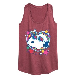 Women's - Peanuts - Snoopy Groovy Heart Graphic Racerback Tank - 1 of 4