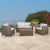Outdoor 4 Pieces Garden Furniture Set,Rattan Metal Sectional Sofas with Cushions,Wiker Patio Conversation Sets with Coffee Table-Coolbibila - 3 of 4