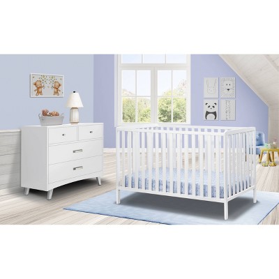 White European Solid Beech Wood 3-in-1 Convertible Crib