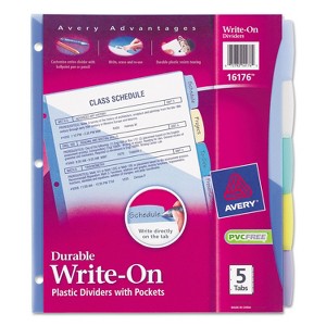 Avery Write-On Big Tab Plastic Dividers 5-Tab Letter 16176 - 1 of 4