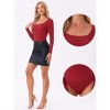 INSPIRE CHIC Women's Metallic Shiny Dots Square Neck Long Sleeve Bodysuits - 2 of 4
