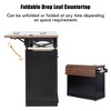 46.5'' Farmhouse Kitchen Island with Drop Leaf, Beaded Drape, 3 Storage Drawers & Wheels for Dining Room or Kitchen - 4 of 4