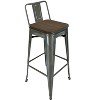 HomeRoots Set of Four 30" Brown and Gray Solid Wood and Metal Low Back Bar Height Bar Chairs - 4 of 4