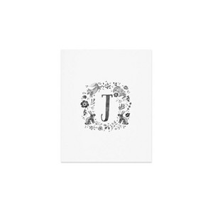 Wonder Forest Folky Forest Monogram Letter Art Print Unframed Wall Poster Gray - Deny Designs - 1 of 4