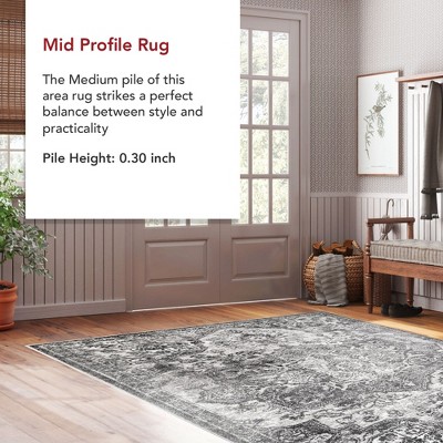 Elegance Redefined Gray Synthetic Medallion 3' x 5' Area Rug