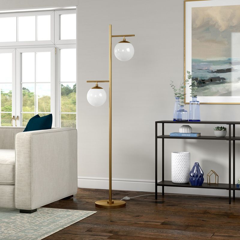 Hampton & Thyme 2-Light Floor Lamp with Glass Shades, 3 of 10