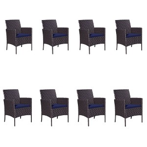 Captiva Designs Outdoor Patio All-weather Wicker Dining Chairs with Thick Cushion - 1 of 4