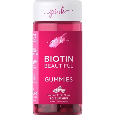 Pink Biotin Beautiful Gummies - Natural Fruit - 60ct