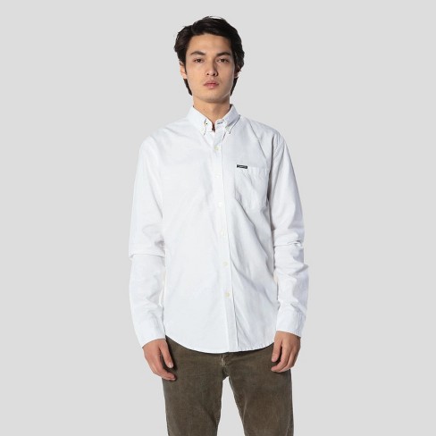 Members Only Men's Oxford Button-up Dress Shirt, White Medium : Target