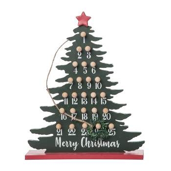 Transpac Wood 12.6 in. Green Christmas Holiday Tree Countdown