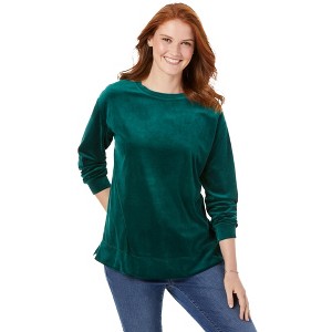 Woman Within Plush Velour Tunic Sweatshirt - 1 of 4