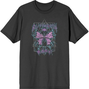 Distressed Black Metal Butterfly Adult Crew Neck Short Sleeve Tee - 1 of 2