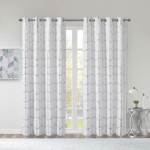 VYNXARIA 50*84" Total Blackout Metallic Print Grommet Top Curtain Panel(Only 1 Pc Panel) - 1 of 4