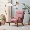 Karl Home High Back Solid Wood Armrest Backrest Iron Frame Linen Indoor Leisure Chair - 3 of 4