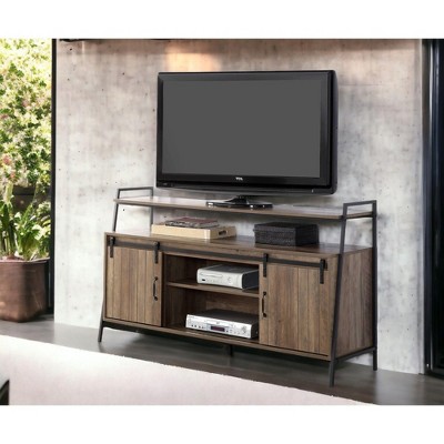 NicBex Industrial Style TV Stand with Metal Frame and Wood Top Entertainment Center with Storage for Living Room, Bedroom