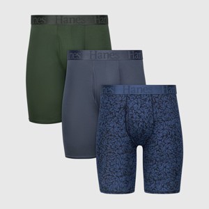Hanes Originals Premium Men's SuperSoft Long Leg Boxer Briefs 3pk - Teal Blue/Gray - 1 of 4