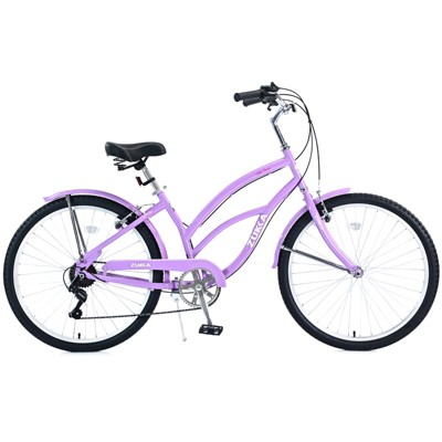 VisioGear Bicycles, 7 Speed Bicycles, Beach Cruiser Bike with Wide Wheels, Purple, 69.29"*28.32"*43.2"
