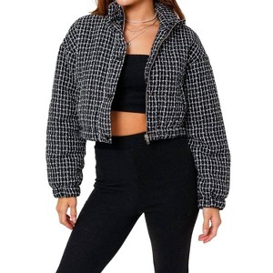 Women's Tweed Crop Puffer Jacket - LE LIS - 1 of 3