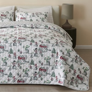 Reversible Winter-Themed Quilt Set with Shams - Great Bay Home - 1 of 4