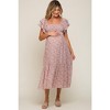 PinkBlush Light Pink Floral Flutter Maternity Midi Dress - 4 of 4
