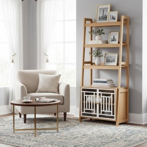 Homy Casa Ladder Shelf with Storage Cabinet and Open Display, Natural - 1 of 4