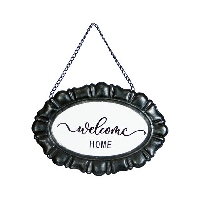 VIP Metal 15 in. Black Oval Hanging Welcome Sign