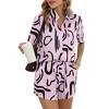 Clearlove Women's 2 Piece Outfits Short Sleeve Button Down Shirts Top High Waist Shorts Set Tracksuit - 2 of 4