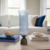 Glass Vase with Metal Base - Coastal Style Blue Decorative Vase for Home, Office, Bedroom & Living Room - Elegant Accent Piece - 2 of 4