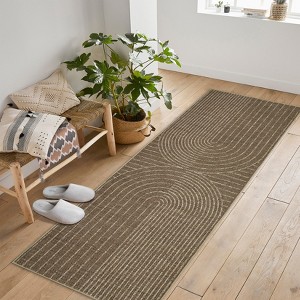 Modern Rainbow Easy Jute Area Rugs, Washable Natural Contemporary Indoor Outdoor Carpet for Living Room Bedroom Office Farmhouse Patio Backyard RV - 1 of 4
