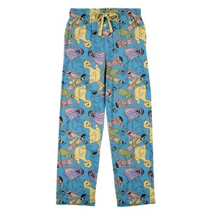 Sesame Street AOP Pastel Character Art Men's Blue Sleep Pajama Pants - 1 of 2