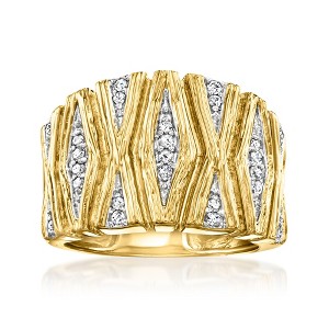 Ross-Simons 0.25 ct. t.w. Diamond X-Pattern Ring in 18kt Gold Over Sterling Size 5 - 1 of 4