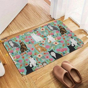 Cats Vintage Florals Bathroom Rugs Winter Bath Mat Absorbent Non Slip Bathroom Mat Christmas Soft Floor Carpet 16x20 Inches - 1 of 1