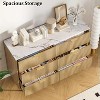 Nasitip Fluted Wood 6-Drawer Dresser, Modern Chest with Gold Handles, Large Bedroom Storage for Clothes, Living Room, Entryway - 2 of 4