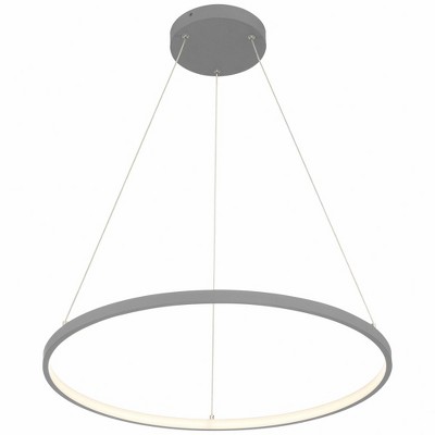 Matte Black Contemporary Circular LED Pendant Light, 31.5"